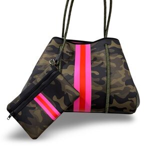 Haute Shore - Greyson Show-Off Neoprene Camo Tote Bag w/Zipper Wristlet Inside
